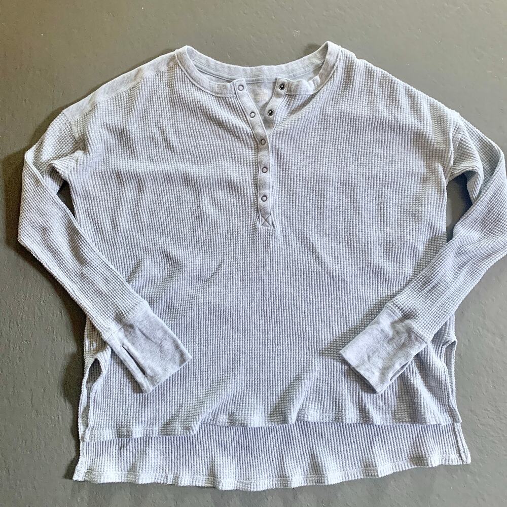 Aerie Light Gray Button Up Sweater
